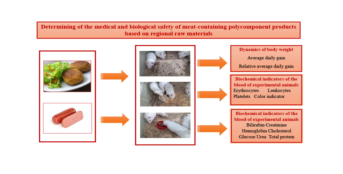 Determining the medical and biological safety of meat-containing polycomponent products based on regional raw materials