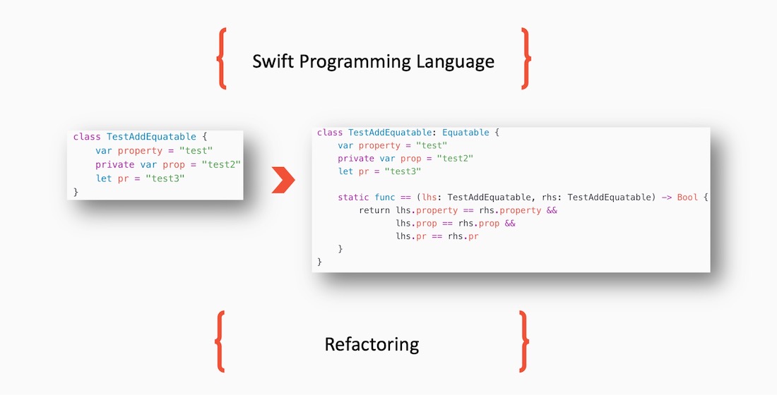 Research of possibilities of default refactoring actions in Swift language