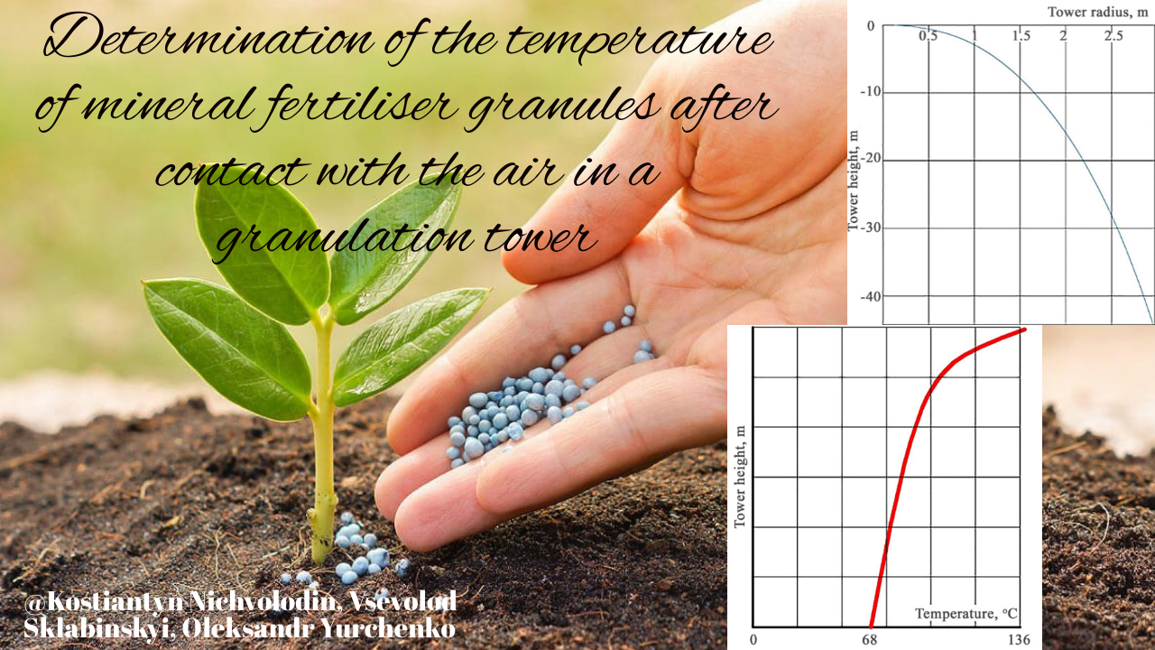 Determination of the temperature of mineral fertiliser granules after contact with the air in a granulation tower