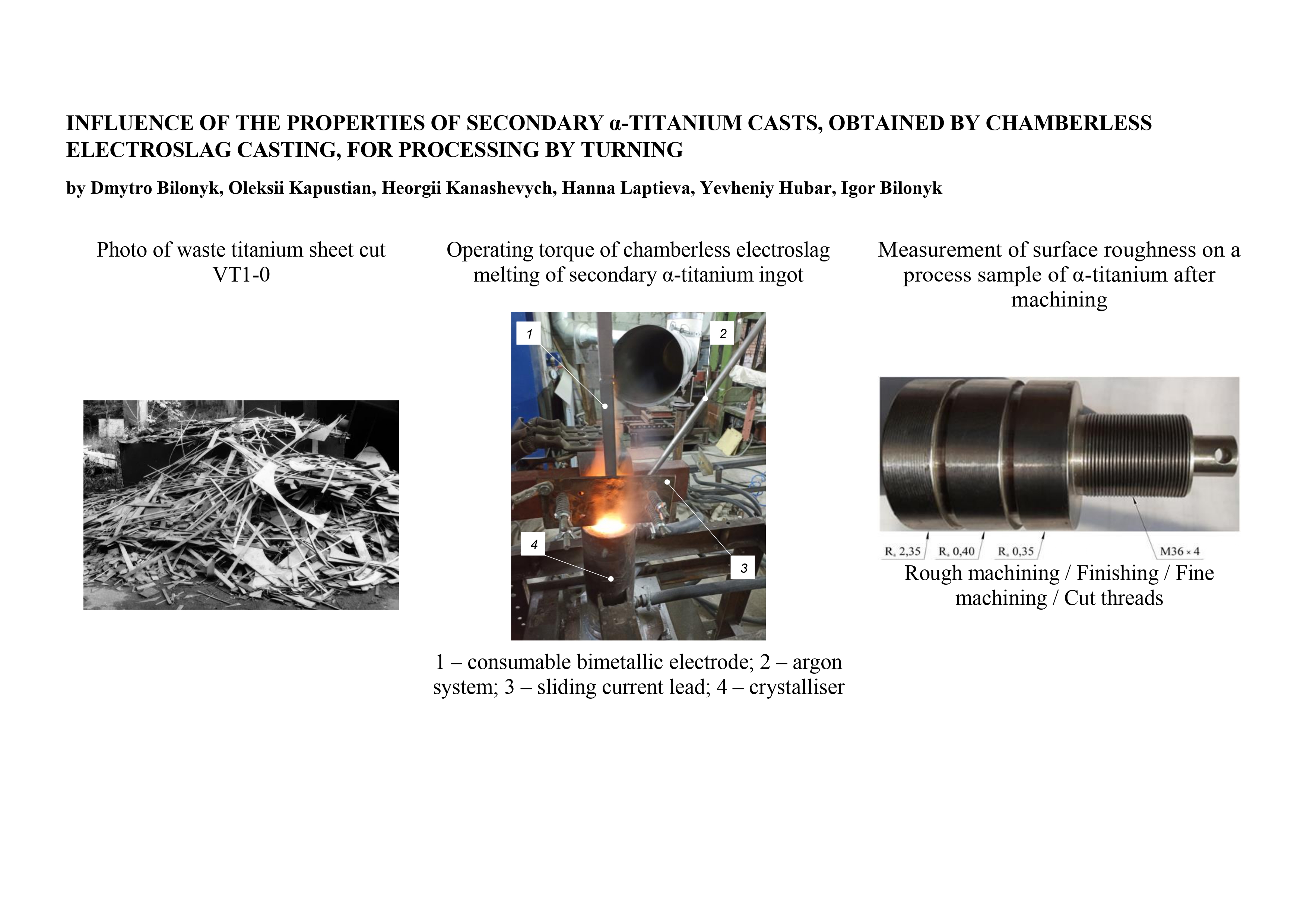 Influence of the properties of secondary α-titanium casts, obtained by chamberless electroslag casting, for processing by turning