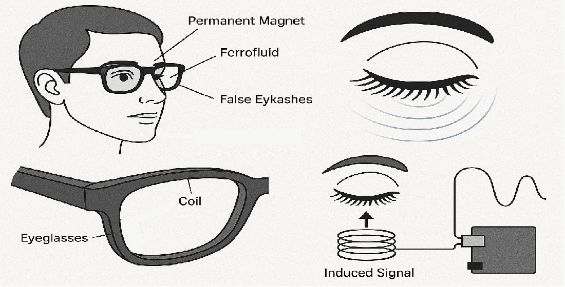 Blink reading monitoring system using magnetic properties of ferrofluid