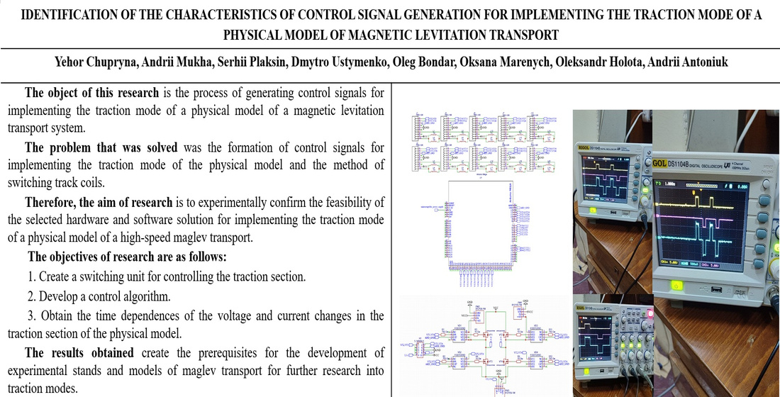Identification of the characteristics of control signal generation for implementing the traction mode of a physical model of magnetic levitation transport
