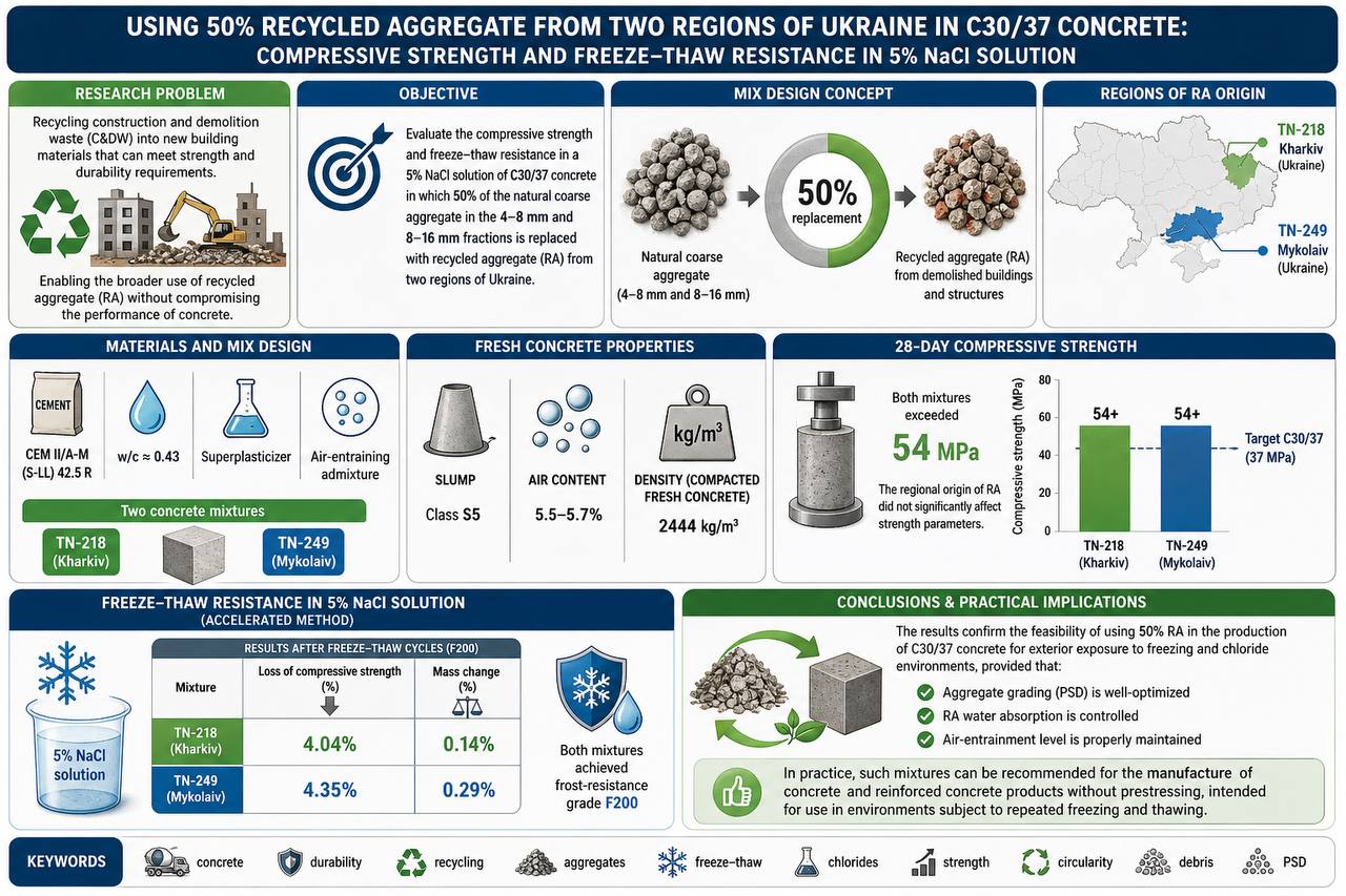 Assessment of the resistance of concrete with recycled aggregate to freeze-thaw cycles