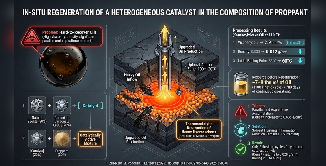 Assessment of the technological efficiency and possibility of in-situ regeneration of a heterogeneous catalyst in the composition of proppant for hydraulic fracture of oil formations