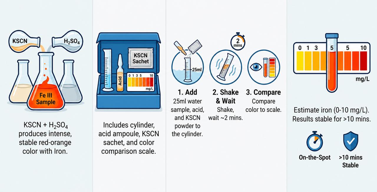 Development of a quick, simple and low-cost test for iron content determination in surface and marine water