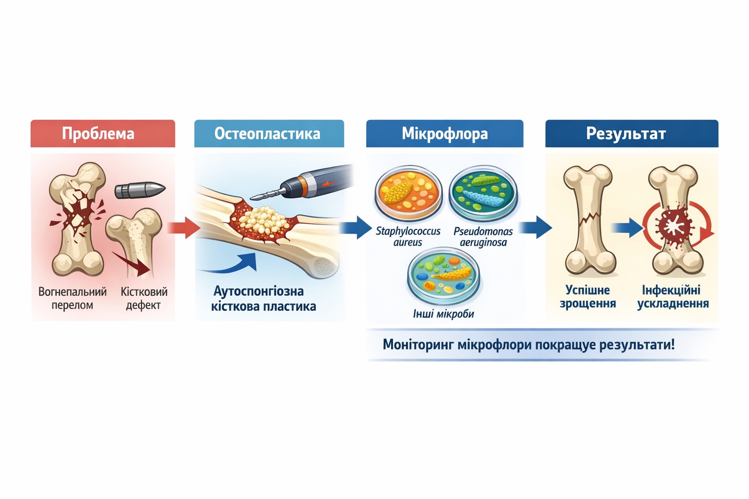 Microbiological predictors of clinical outcomes of autospongious osteoplasty in patients with gunshot fractures and bone tissue defects