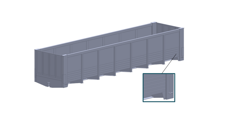 Determining patterns in loading the body of a gondola with side wall cladding made from corrugated sheets under operating modes