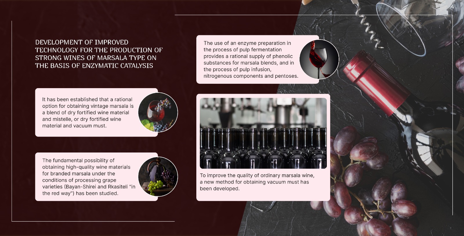 Development of improved technology for the production of strong wines of marsala type on the basis of enzymatic catalysis