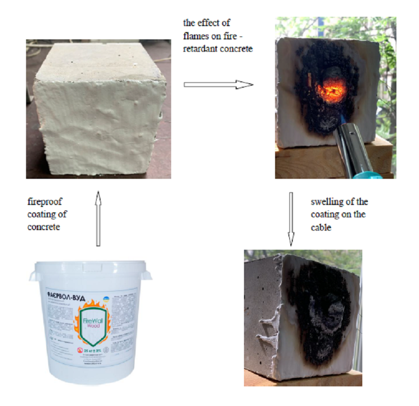 Determining patterns in the formation of an insulation layer of foam coke when protecting concrete against fire by reactive coating