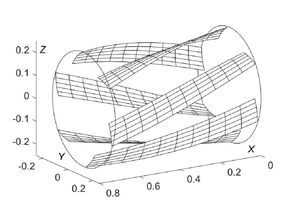 Designing a helical knife for a shredding drum using a sweep surface