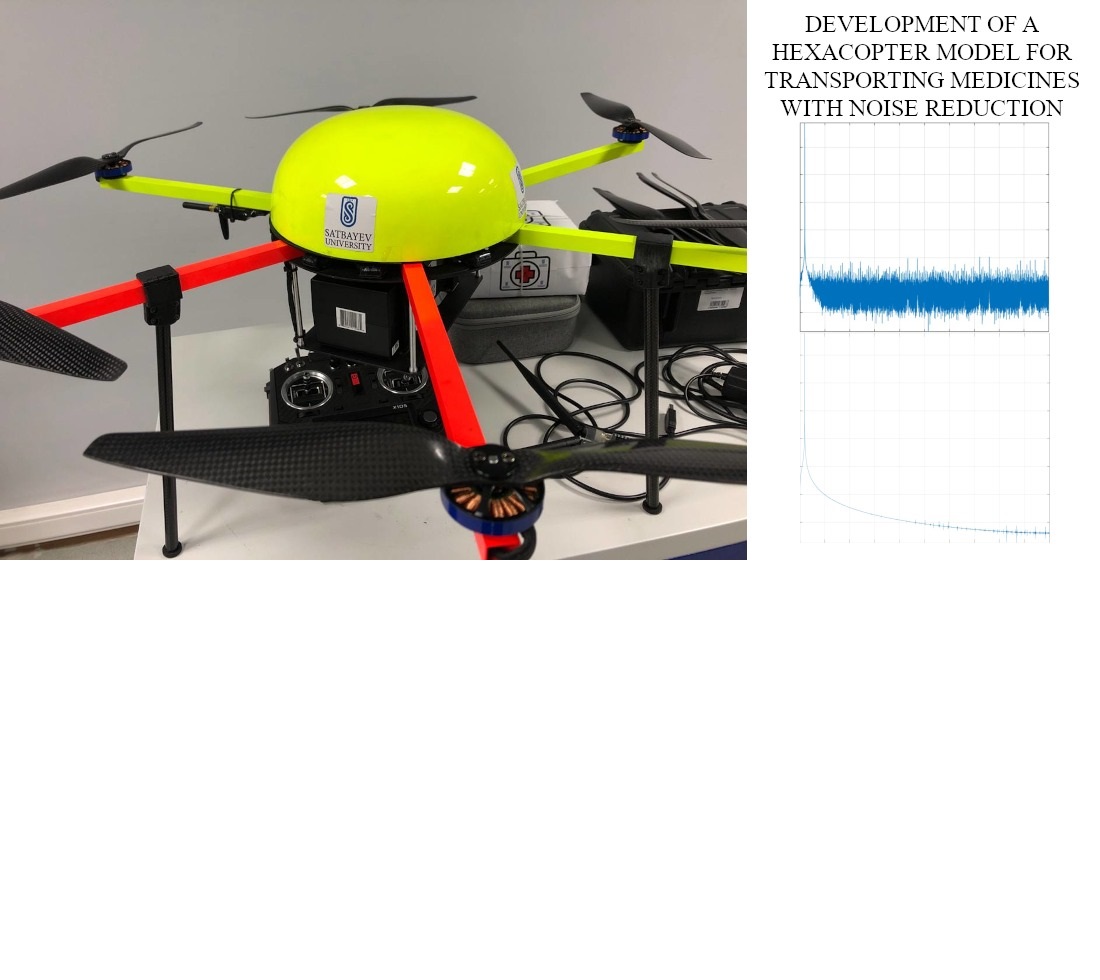 Development of a hexacopter model for transporting medicines with noise reduction