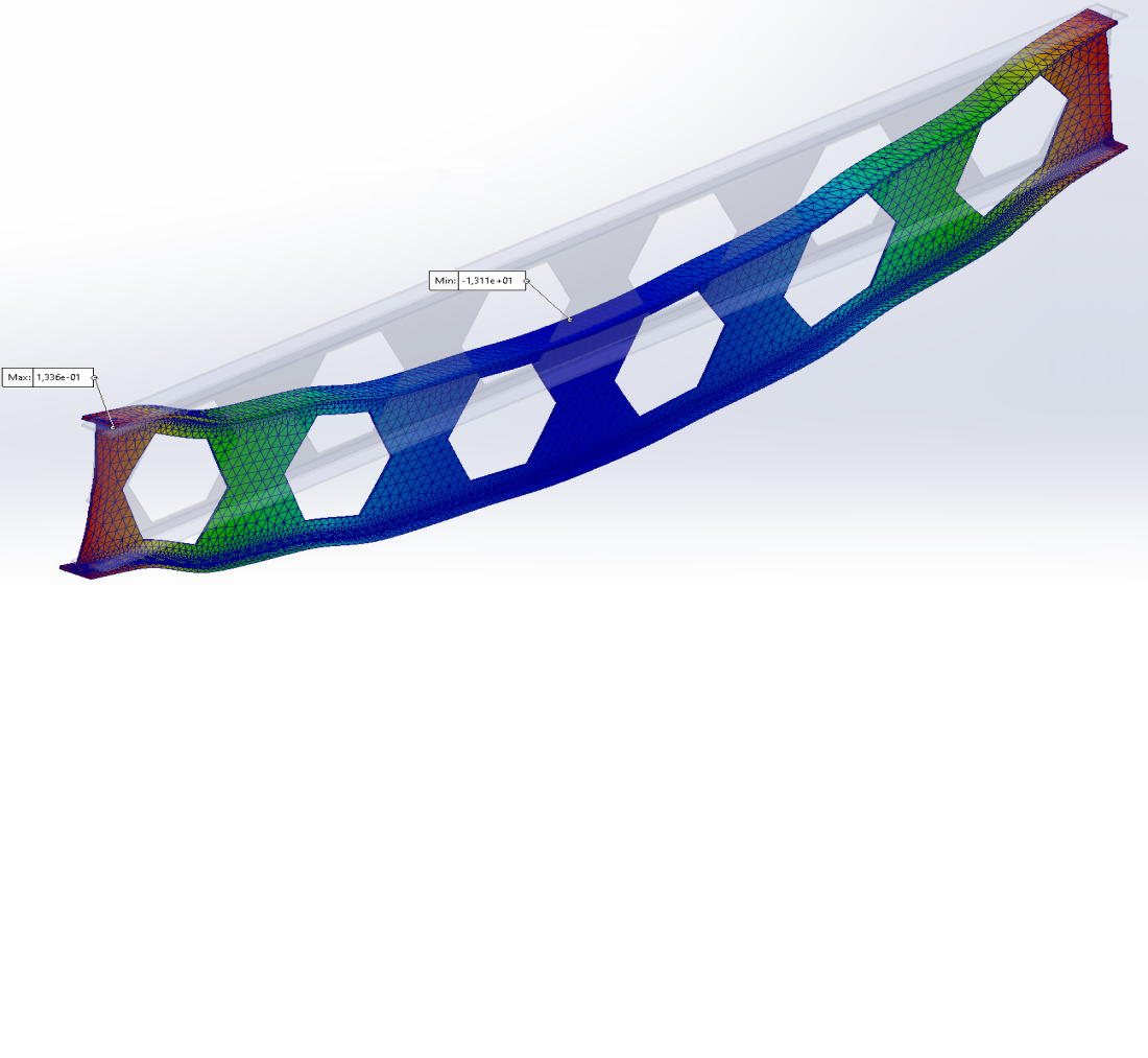 Оцінка прогинів балок із перфорованою стінкою із використанням SolidWorks Simulation