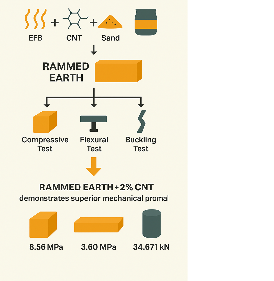 Assessing the possibilities of CNT and EFB fiber reinforcement in rammed earth nanocomposites for structural stability enhancement