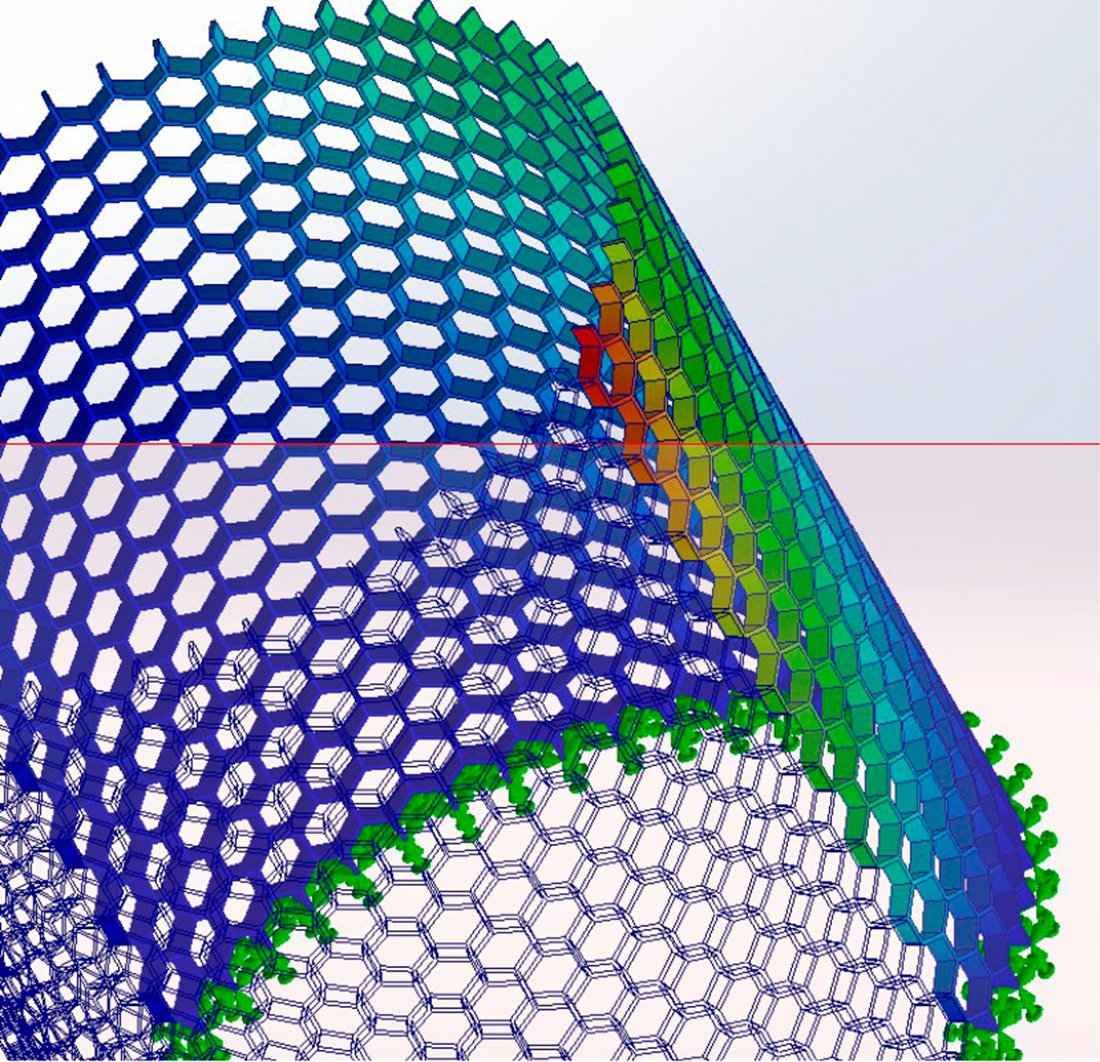 Providing technical and algorithmical support to the predictable properties of honeycomb filler obtained by additive processes