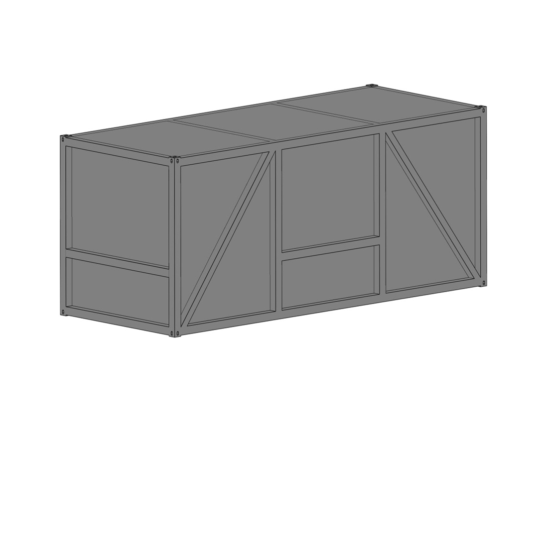 Determining the load on a container with a truss frame during railroad transportation