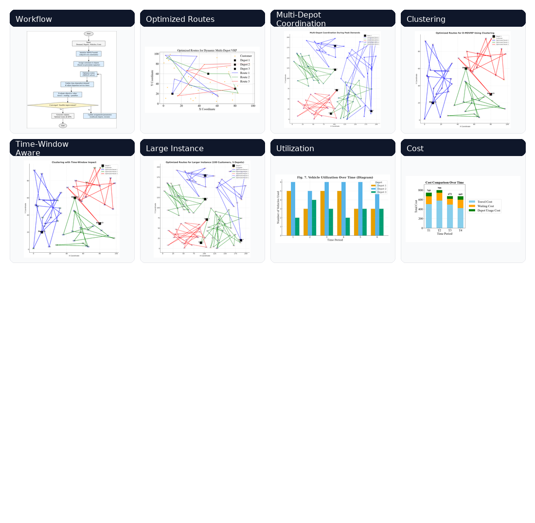 Development of an optimization model for dynamic multi-depot vehicle routing with capacity limits and time-dependent demands