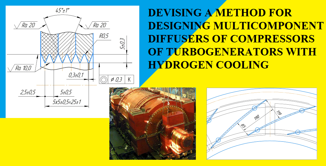 Devising a method for designing multicomponent diffusers of compressors in turbogenerators with hydrogen cooling