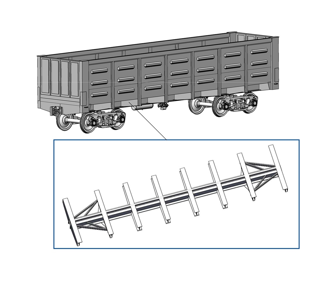 Determining the strength of a frame in a railroad open wagon with slings in its structure to improve its operational energy efficiency