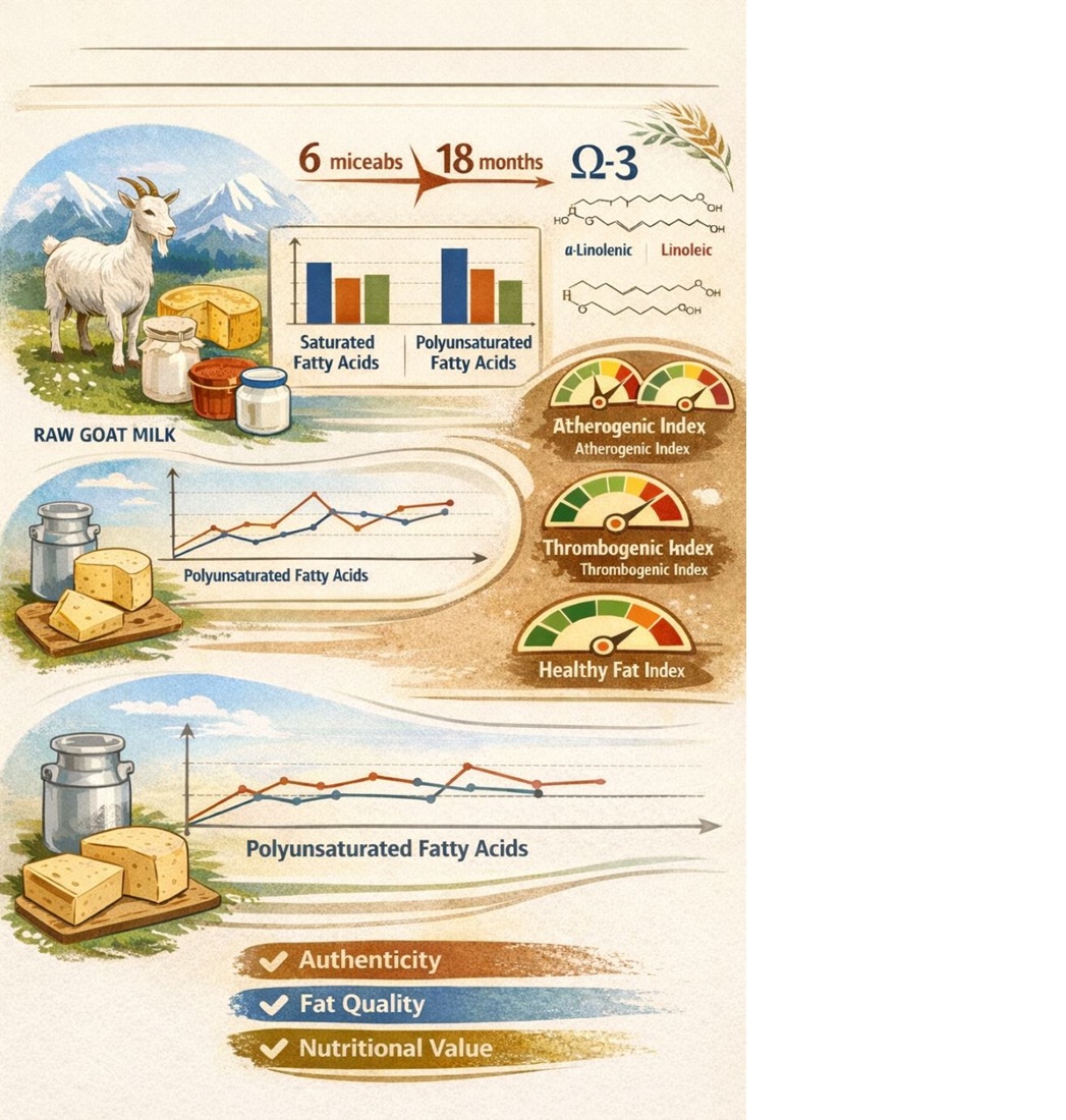 Establishing the dependence of fatty acids content and lipid quality on maturity term of the alpine and yogurt hard goat cheeses