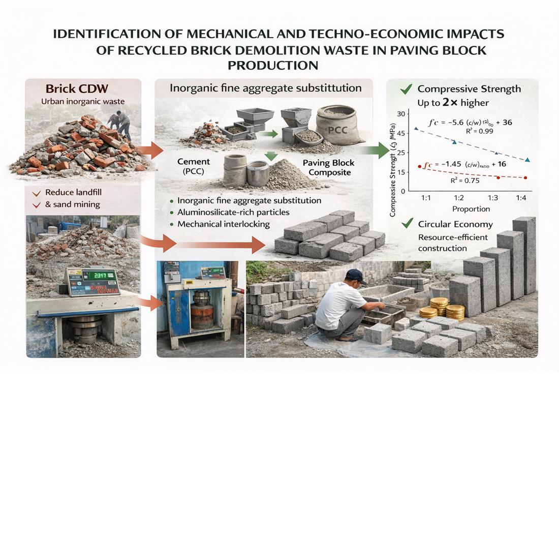 Визначення механічного та техноекономічного впливу перероблених відходів знесення цегли у виробництві бруківки