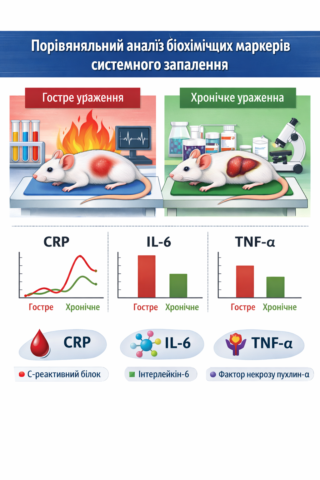 A comparative analysis of biochemical markers of systemic inflammation in experimental models of acute and chronic organ damage in laboratory animals
